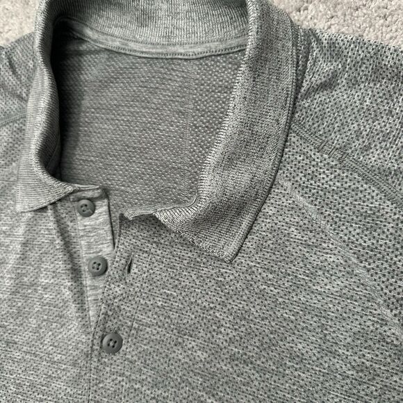 Lululemon Metal Vent Tech Polo Short Sleeve XXL/2XL Grey Mesh Golf Casual Work - Picture 3 of 8
